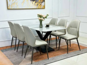 Bàn Ăn Mặt Đá 6 Ghế Nelson Nhập Khẩu