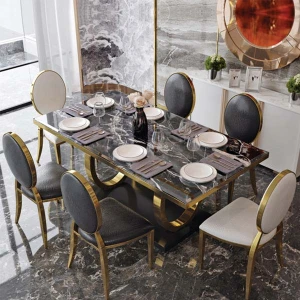 Bàn Ăn Mặt Đá Cẩm Thạch Nhập Khẩu Cao Cấp Luis