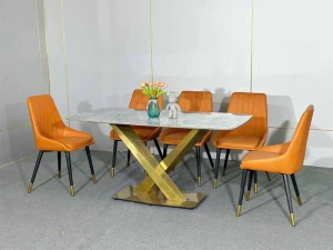 Bàn Ăn Mặt Đá Chân X Mạ Titan Nhập Khẩu BMD321