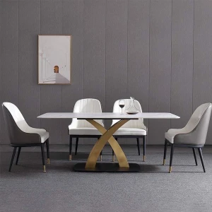 Bàn Ăn Mặt Đá Inox Mạ Vàng BMD865