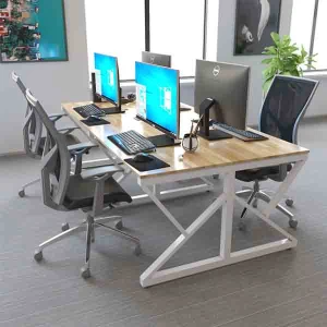 Bàn Họp Gỗ Cao Su Chân Sắt BH2412