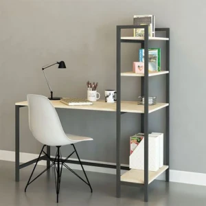 Bàn làm việc chân sắt liền kệ sách 3875