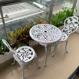 Bộ Bàn 2 Ghế Ban Công Nhôm Đúc Màu Trắng