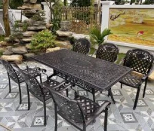 Bộ Bàn 6 Ghế Ngoài Trời Nhôm Đúc Nhập Khẩu NDN623