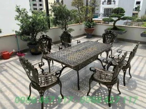 Bộ Bàn 6 Ghế Nhôm Đúc Hoa Cúc Nhập Khẩu ND61