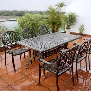 Bộ Bàn 6 Ghế Nhôm Đúc Ngoài Trời Nhập Khẩu 18