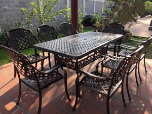 Bộ Bàn 8 Ghế Ngoài Trời Nhôm Đúc Nhập Khẩu