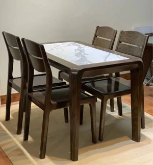 Bộ Bàn Ăn 4 Ghế Mặt Đá Gỗ Sồi BAG6754