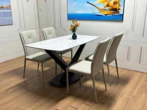 Bộ Bàn Ăn 4 Ghế Nordic Mặt Đá Nhập Khẩu BA437