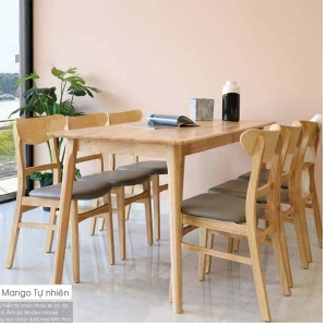 Bộ Bàn Ăn 6 Ghế Mango Màu Tự Nhiên GA01