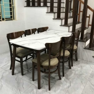 Bộ Bàn Ăn 6 Ghế Mặt Giả Đá Gỗ Tự Nhiên BG542