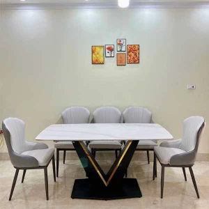 Bộ Bàn Ăn 6 Ghế Nelson Mặt Đá Nhập Khẩu BA617