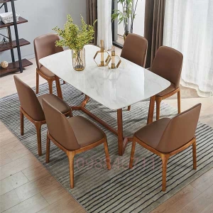 Bộ bàn ăn Grace mặt đá 6 Ghế Gỗ Sồi