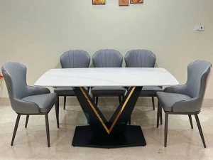 Bộ Bàn Ăn Lotus 4 Ghế Mặt Đá Nhập Khẩu BA432