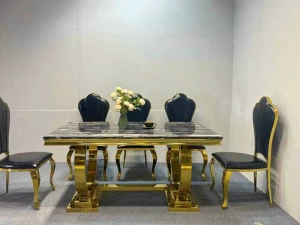 Bộ Bàn Ăn Mạ Vàng 6 Ghế BGA671