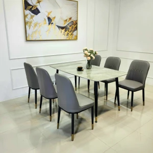 Bộ Bàn Ăn Mặt Đá 6 ghế Nhập Khẩu Nordic BA 327