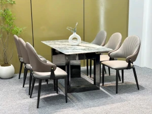 Bộ Bàn Ăn Mặt Đá 6 Ghế PVD Nhập Khẩu BAM6089