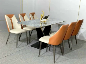 Bộ Bàn Ăn Mặt Đá 6 ghế Windy Nhập Khẩu BA1217