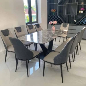 Bộ Bàn Ăn Nelson Mặt Đá 8 Ghế Nhập Khẩu BA756