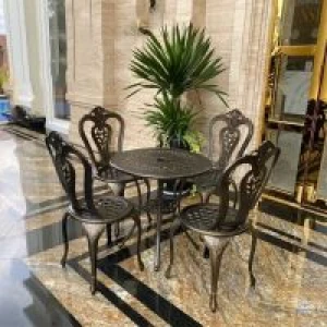 Bộ Bàn Tròn 4 Ghế Nhôm Đúc Giọt Lệ Nhập Khẩu ND4012