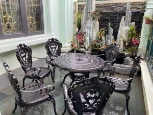 Bộ Bàn Tròn 6 Ghế Hoàng Gia Nhôm Đúc ND611