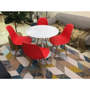 Bộ bàn Tulip 80cm và 4 ghế Eames màu Đỏ 7910