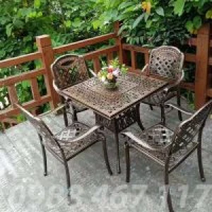 Bộ Bàn Vuông 4 Ghế Nhôm Đúc Sân Vườn NDN481