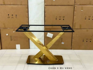 Chân Bàn Ăn X Inox Mạ Vàng CB325