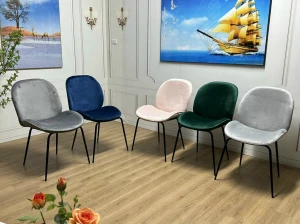 Ghế Ăn Cafe Gubi Nỉ Nhung Chân Đen G015