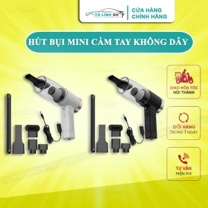 Hút bụi cầm tay không dây có đèn LED dùng trên ô tô và trong nhà