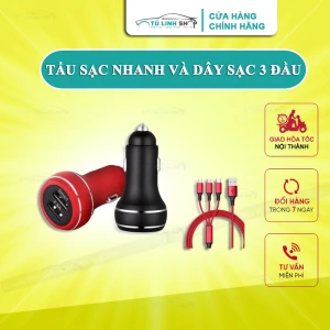 Tẩu sạc ô tô 3 đầu với 2 chức năng sạc thông minh và sạc siêu tốc 4.8A
