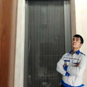 Cửa lưới chống muỗi dạng xếp 2 cánh màu xingfa DX 12 - Giàn Phơi Hòa Phát