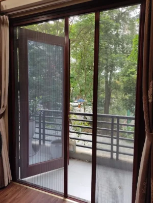 Cửa lưới chống muỗi màu vân gỗ dạng xếp 2 cánh DX 07 - Giàn Phơi Hòa Phát