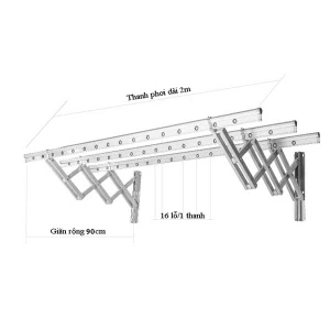 Giàn Phơi Thông Minh Gắn Tường GT-01 Giá Rẻ - Xếp Ngang - Giàn Phơi Hòa Phát