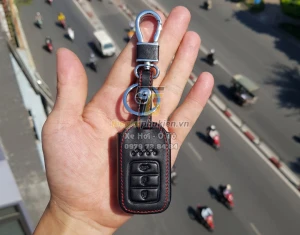 Bao da bảo vệ chìa khóa xe Honda CR-V, City, Civic, HR-V kèm móc đeo Inox (3 nút bấm)