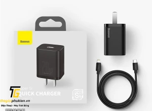 Bộ củ, cáp sạc nhanh Baseus Super Si 20W iPhone 12 Mini, iPhone 12, iPhone 12 Pro, iPhone 12 Pro Max