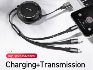 Cáp sạc dây rút 3 đầu Baseus Golden Loop 3 in 1 Elastic (3.5A, Type C/ Lightning/ Micro USB)