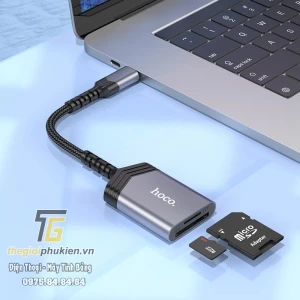 Đầu đọc thẻ HOCO UA25 2in1 Card Reader chân Lightning hoặc Type-C