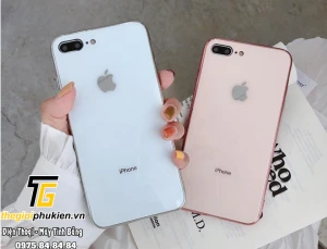 Ốp lưng chống sốc iPhone 8 Plus lưng kính viền màu TPU dẻo