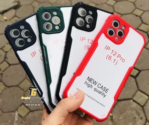 Ốp lưng iPhone 12 Pro chống sốc lưng trong viền màu