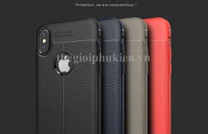 Ốp lưng iPhone X silicon giả da, chống sốc Auto Focus