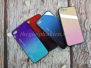 Ốp lưng kính màu Gradient viền dẻo cho iPhone 7 Plus