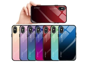 Ốp lưng kính màu Gradient viền dẻo cho iPhone X