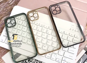 Ốp lưng silicon trong suốt viền màu iPhone 13 Pro max hiệu Realsky