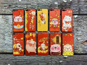 Ốp silicon in hình 3D Tết Kỷ Hợi 2019 tài lộc iPhone 8 Plus