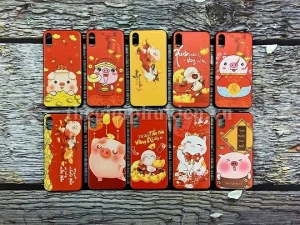 Ốp silicon in hình 3D Tết Kỷ Hợi 2019 tài lộc iPhone X