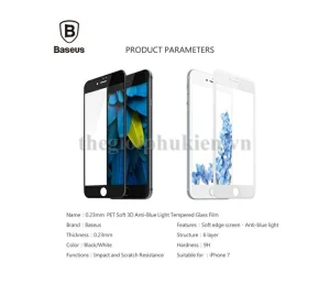 Tấm dán cường lực full màn hình 3D iPhone 8 chính hãng Baseus viền mềm