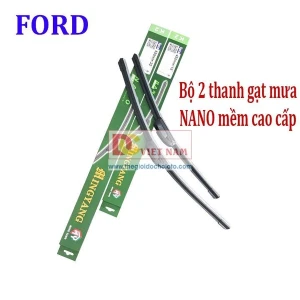 Bộ 2 thanh gạt nước mưa ô tô Nano mềm cao cấp dành cho hãng xe Ford: Transit-Ecosport-Everest-Focus-Fiesta-Ranger-Mondeo-Escape-Mustang