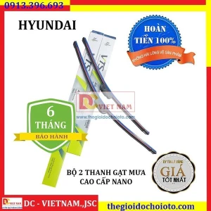 Bộ 2 thanh gạt nước mưa ô tô Nano xương mềm cao cấp dành cho hãng xe Hyundai: Getz-Accent-Avente-Elantra-i10-i20-i30-santafe-Sonata-Tucson-Starex-Verna