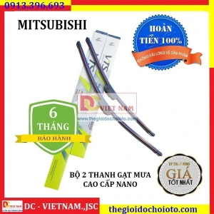 Bộ 2 thanh gạt nước mưa ô tô Nano xương mềm cao cấp dành cho hãng xe Mitsubishi: Xpander-Jolie-Mirage-Pajero-Pajero Sport-Triton-Ourlander-Grandis-Zinger-Lancer